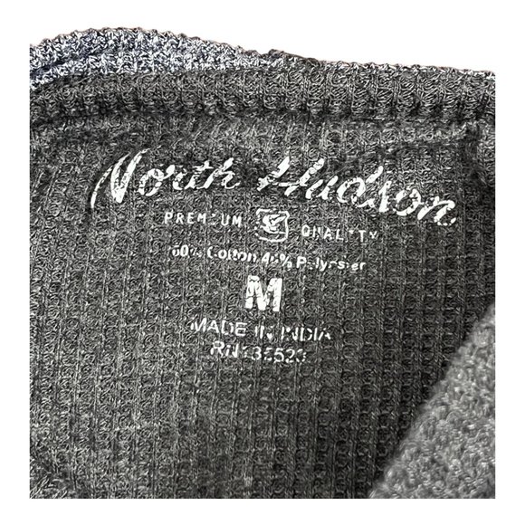 North Hudson Waffle Knit Hooded 3 Button Long Sleeve Shirt Blue Men's Size M - Picture 7 of 8